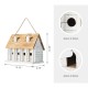 Glitzhome 14.25"L Oversized Washed White Distressed Solid Wood Cottage Birdhouse with Natural Wood Roof