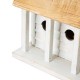 Glitzhome 14.25"L Oversized Washed White Distressed Solid Wood Cottage Birdhouse with Natural Wood Roof