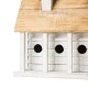 Glitzhome 14.25"L Oversized Washed White Distressed Solid Wood Cottage Birdhouse with Natural Wood Roof