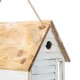 Glitzhome 14.25"L Oversized Washed White Distressed Solid Wood Cottage Birdhouse with Natural Wood Roof