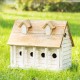 Glitzhome 14.25"L Oversized Washed White Distressed Solid Wood Cottage Birdhouse with Natural Wood Roof