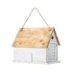 Glitzhome 14.25"L Oversized Washed White Distressed Solid Wood Cottage Birdhouse with Natural Wood Roof