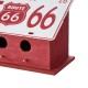 Glitzhome 14"L Washed Red Wood and Metal Birdhouse with Unique Licence Plate Roof