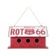 Glitzhome 14"L Washed Red Wood and Metal Birdhouse with Unique Licence Plate Roof