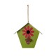 Glitzhome 10.75"L Washed Green Wood and Metal Birdhouse with Unique Licence Plate Roof