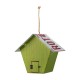Glitzhome 10.75"L Washed Green Wood and Metal Birdhouse with Unique Licence Plate Roof