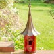 Glitzhome 32"H Farmhouse Retro Red Metal Pagoda Birdhouse with Bronze Roof