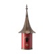 Glitzhome 32"H Farmhouse Retro Red Metal Pagoda Birdhouse with Bronze Roof