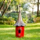 Glitzhome 32"H Farmhouse Retro Red Metal Pagoda Birdhouse with Bronze Roof