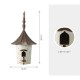 Glitzhome 29.75"H Farmhouse Washed White Distressed Metal Pagoda Birdhouse with Bronze Roof