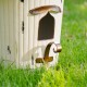 Glitzhome 29.75"H Farmhouse Washed White Distressed Metal Pagoda Birdhouse with Bronze Roof