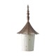 Glitzhome 29.75"H Farmhouse Washed White Distressed Metal Pagoda Birdhouse with Bronze Roof