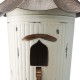 Glitzhome 29.75"H Farmhouse Washed White Distressed Metal Pagoda Birdhouse with Bronze Roof