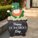 Glitzhome 24"H St. Patrick's Day Lighted Wooden Leprechaun Yard Stake or Wall Décor or Porch Décor (Three Functions)