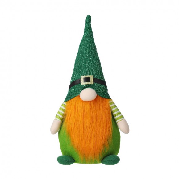 Glitzhome 25.5"H St. Patrick's Day Fabric Gnome Standing Decor