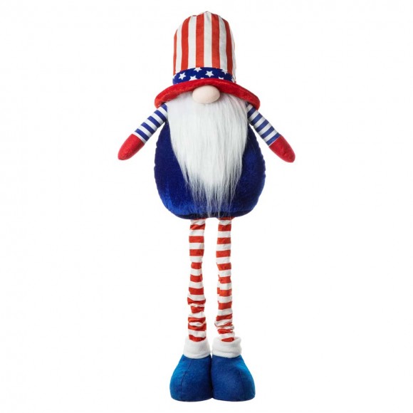 Glitzhome Telescoped Fabric Patriotic/Americana Gnome Standing Décor