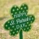 Glitzhome 15"H Set of 3 St. Patrick's Day Wooden Shamrocks Yard Stakes