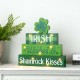 Glitzhome 11.5"H St. Patrick's Day Lighted Wooden Block Table Sign