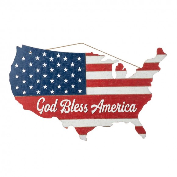 Glitzhome 32.25"L Wooden Patriotic America Map Wall Decor