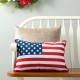 Glitzhome 18"L Faux Burlap Patriotic/Americana Flag Pillow