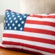 Glitzhome 18"L Faux Burlap Patriotic/Americana Flag Pillow