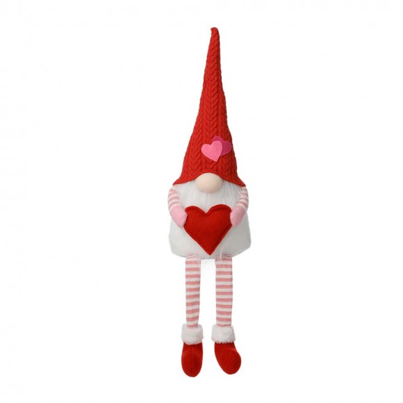 Glitzhome 28.25"H Fabric Valentine's Gnome Shelf Sitter with Dangling Legs