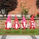 Glitzhome 24"H Set of 4 Metal Valentine's LOVE Gnome Yard Stake or Hanging Sign (Two Functions)