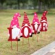 Glitzhome 24"H Set of 4 Metal Valentine's LOVE Gnome Yard Stake or Hanging Sign (Two Functions)