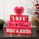 Glitzhome 11.25"H Lighted Valentine's Wooden Block Table Sign