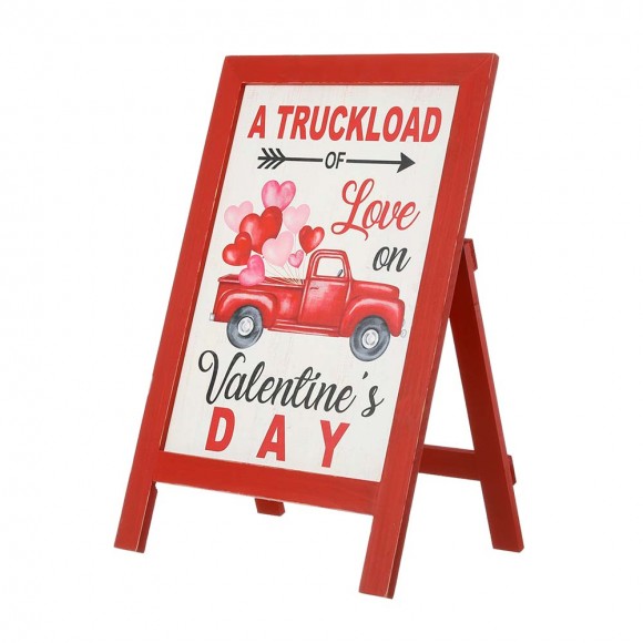 Glitzhome 24"H Valentine's Wooden Truck Porch Sign / Standing Décor