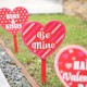 Glitzhome 15"H Set of 3 Wooden Heart-shaped Yard Stakes