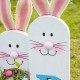 Glitzhome 29.5"H Easter Wooden Bunny Family "HOP" Porch Sign with an Egg Wreath