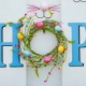 Glitzhome 29.5"H Easter Wooden Bunny Family "HOP" Porch Sign with an Egg Wreath