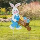 Glitzhome 30.5"H Easter Wooden Bunny Cart Yard Stake or Wall Decor (Two Functions)