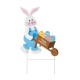 Glitzhome 30.5"H Easter Wooden Bunny Cart Yard Stake or Wall Decor (Two Functions)