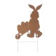 Glitzhome 30.5"H Easter Wooden Bunny Cart Yard Stake or Wall Decor (Two Functions)
