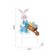 Glitzhome 30.5"H Easter Wooden Bunny Cart Yard Stake or Wall Decor (Two Functions)