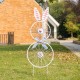 Glitzhome 38"H Easter Metal Bicycle Wheel Bunny Yard Stake or Wall Decor (Two Functions)