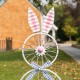 Glitzhome 38"H Easter Metal Bicycle Wheel Bunny Yard Stake or Wall Decor (Two Functions)