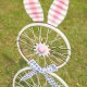 Glitzhome 38"H Easter Metal Bicycle Wheel Bunny Yard Stake or Wall Decor (Two Functions)