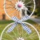 Glitzhome 38"H Easter Metal Bicycle Wheel Bunny Yard Stake or Wall Decor (Two Functions)