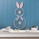 Glitzhome 38"H Easter Metal Bicycle Wheel Bunny Yard Stake or Wall Decor (Two Functions)