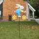 Glitzhome 42"H Easter Metal Bunny on Bicycle Yard Stake or Wall Decor (Two Functions)
