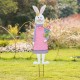 Glitzhome 36"H Easter Metal Bunny Girl Yard Stake or Standing Décor or Wall Décor (Three Functions)