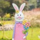 Glitzhome 36"H Easter Metal Bunny Girl Yard Stake or Standing Décor or Wall Décor (Three Functions)