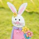 Glitzhome 36"H Easter Metal Bunny Girl Yard Stake or Standing Décor or Wall Décor (Three Functions)