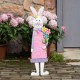 Glitzhome 36"H Easter Metal Bunny Girl Yard Stake or Standing Décor or Wall Décor (Three Functions)