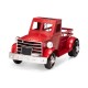 Glitzhome 18.50"L Solar Powered Red Metal Truck Planter Stand