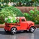 Glitzhome 18.50"L Solar Powered Red Metal Truck Planter Stand