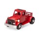 Glitzhome 18.50"L Solar Powered Red Metal Truck Planter Stand